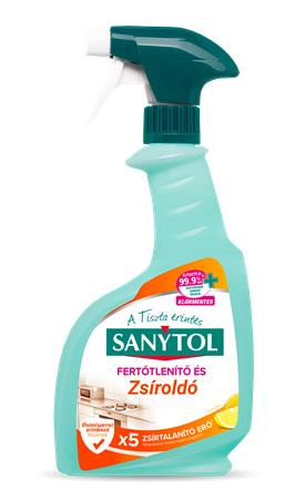 Konyhai fertőtlenítő- és zsíroldó spray, 500 ml, SANYTOL (KHT744)