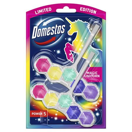 WC frissítő blokk, 2 db-os, DOMESTOS Power 5, unikornis (KHT839)