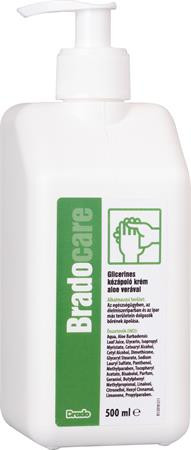 Kézápoló krém, munkavédelmi, glicerines, pumpás, 500 ml, BRADOCARE, aloe vera (KHT857)