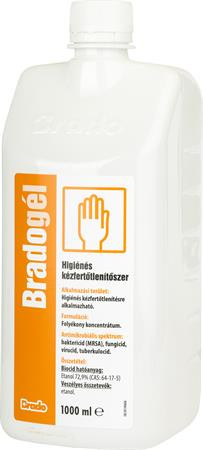 Kézfertőtlenítő gél, alkoholos, 1 l, BRADOGÉL (KHT865)