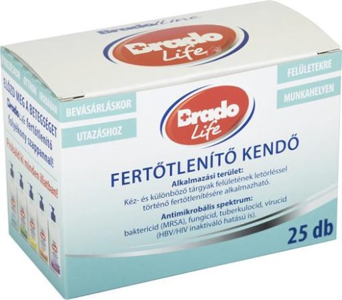 Fertőtlenítő kendő, 25 db, BRADOLIFE (KHT868)