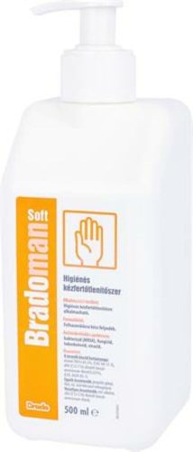 Kézfertőtlenítő szer, higiénés, pumpás, 500 ml, BRADOMAN Soft (KHT874)