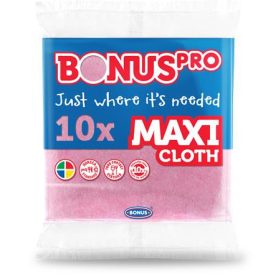   Törlőkendő, univerzális, 10 db, BONUS MAXI, pink (KHT897)