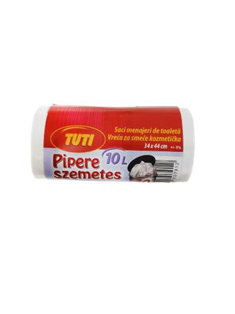 Szemeteszsák, pipere, 10 l, 40 db, 34x44 cm, 9 &mikro;, TUTI, fehér (KHT966)
