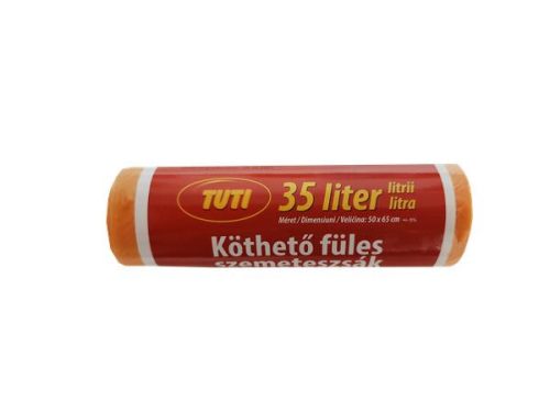 Szemeteszsák, köthető füles, 35 l, 20 db, 50x60 cm, 9 &mikro;, TUTI, narancssárga (KHT967)