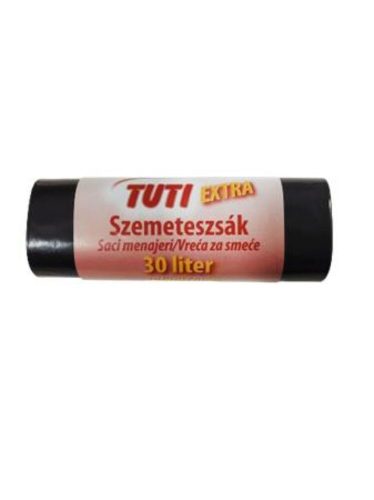 Szemeteszsák, extra erős, 30 l, 20 db, 50x60 cm, 15 &mikro;, TUTI Extra, fekete (KHT969)