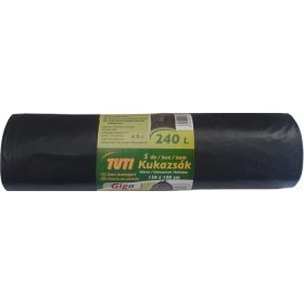   Nagykukazsák, 240 l, 5 db, 120x140 cm, 40 &mikro;, TUTI Giga, fekete (KHT970)