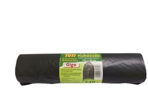 Nagykukazsák, 240 l, 5 db, 120x140 cm, 40 &mikro;, TUTI Giga, fekete (KHT970)
