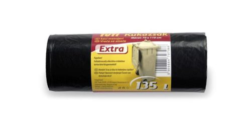 Szemeteszsák, extra erős, 135 l, 10 db, 70x110 cm, 27 &mikro;, TUTI Extra, fekete (KHT972)