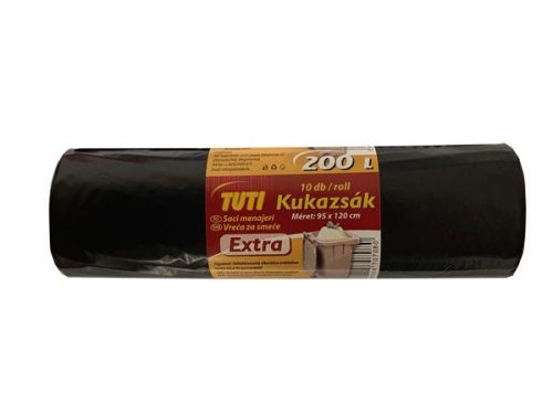 Szemeteszsák, extra erős, 200 l, 10 db, 95x120 cm, 32 &mikro;, TUTI Extra, fekete (KHT991)