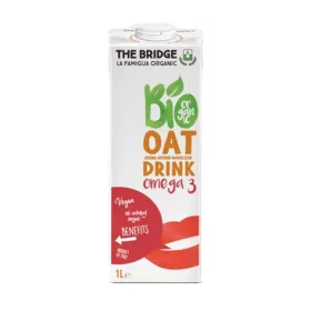   Növényi ital, gluténmentes, bio, dobozos, 1 l, THE BRIDGE, Omega 3, zab (KHTEJBZO3)