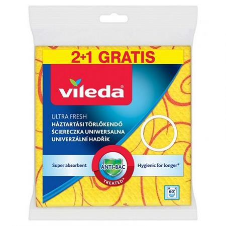 Törlőkendő, 30 százalék  mikroszállal, 2+1 db, VILEDA (KHTV68)