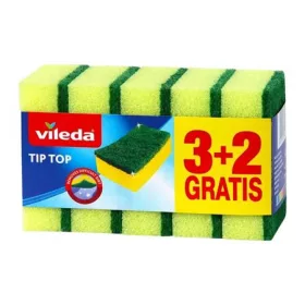 Mosogatószivacs, 3+2 db, VILEDA Tip Top, sárga (KHTV78)