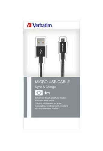 USB kábel, USB - micro USB, 1 m, VERBATIM, fekete (KV48863)