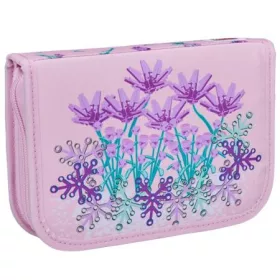   Tolltartó, klapnis, cipzáras, töltött, LEGO Flowers, rózsaszín-mintás (L200852506)