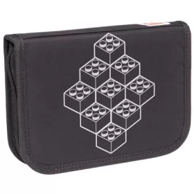   Tolltartó, klapnis, cipzáras, töltött, LEGO Bricks, fekete-mintás (L200852511)