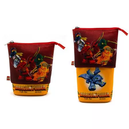 Tolltartó, cipzáras, pop-up, LEGO Ninjago Dragon Power, piros-sárga-mintás (L53323)