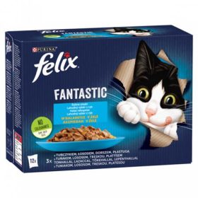   Macskaeledel, 12x85 g, FELIX Fantastic, halas válogatás (LAE001)