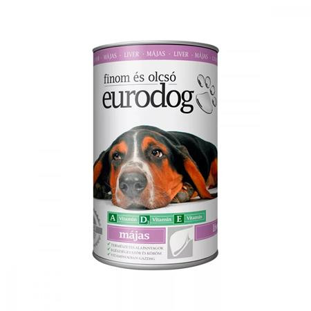 Kutyaeledel, konzerv, 1240 g Eurodog, májas (LAE004)