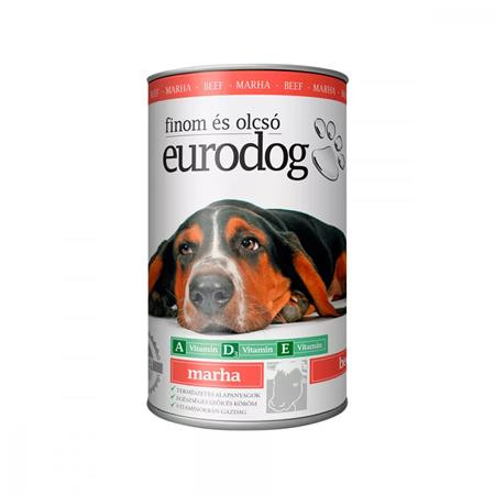 Kutyaeledel, konzerv, 1240 g Eurodog, marhás (LAE005)