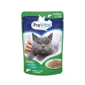  Macskaeledel, alutasakos, ivartalanított macskáknak, 100 g, PREVITAL, máj szószban (LAE017)