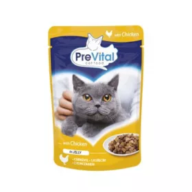  Macskaeledel, alutasakos, felnőtt macskáknak, 100 g, PREVITAL, csirke aszpikban (LAE019)