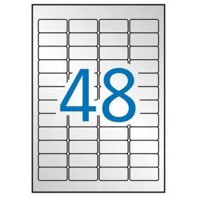   Etikett, 45,7x21,2 mm, poliészter, időjárásálló, kerekített sarkú, APLI, ezüst, 960 etikett/csomag (LCA10066)