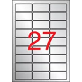   Etikett, 63,5x29,6 mm, poliészter, időjárásálló, kerekített sarkú, APLI, ezüst, 540 etikett/csomag (LCA10070)