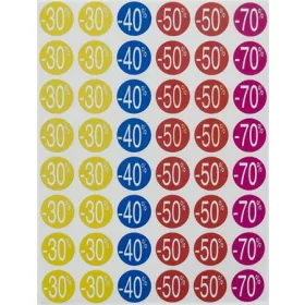   Etikett, árengedmény, 24 mm, kör, színes, APLI, 240 etikett/csomag, -20-50 százalék  (LCA101232)