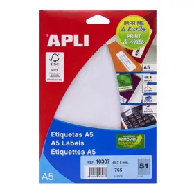   Etikett, 45x8 mm, eltávolítható, ékszerekhez, A5 hordozón, APLI, 765 etikett/csomag (LCA10307)