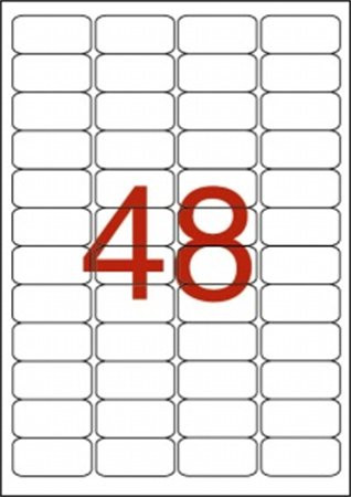 Etikett, 45,7x21,2 mm, poliészter, időjárásálló, kerekített sarkú, fehér, APLI, 960 etikett/csomag (LCA12112)