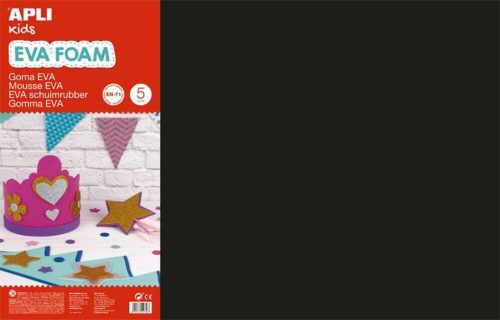 Moosgumi, 400x600 mm, APLI Kids Eva Sheets, fekete (LCA12768)