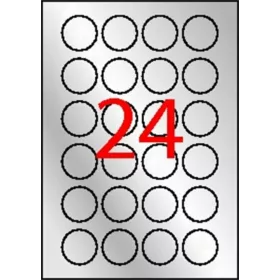   Etikett, 40 mm kör, poliészter, időjárásálló, APLI, ezüst, 480 etikett/csomag (LCA12975)