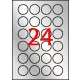 Etikett, 40 mm kör, poliészter, időjárásálló, APLI, ezüst, 480 etikett/csomag (LCA12975)