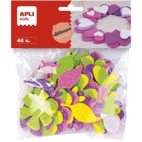   Moosgumi, öntapadó, glitteres, virágok, APLI Kids Eva Sheets, vegyes színek (LCA13078)