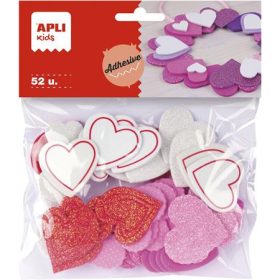   Moosgumi, öntapadó, szívek, APLI Kids Eva Sheets, vegyes színek (LCA13283)