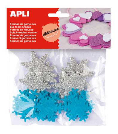 Moosgumi, öntapadó, hópihe, glitteres, APLI Creative Eva Sheets, kék és ezüst színek (LCA13488)