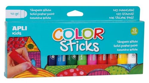 Tempera kréta készlet, APLI Kids Color Sticks, 12 különböző szín (LCA14228)