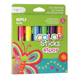   Tempera kréta készlet, APLI Kids Color Sticks Fluor, 6 fluoreszkáló szín (LCA14404)
