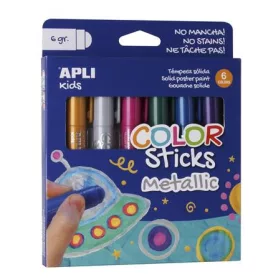   Tempera kréta készlet, APLI Kids Color Sticks Metallic, 6 különböző metál szín (LCA14405)