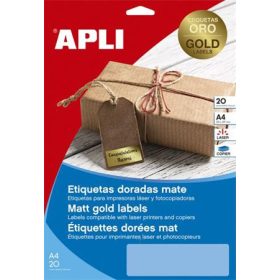   Etikett, lézernyomtatókhoz és fénymásológépekhez, 63,5x29,6 mm, APLI,  matt, arany színű, 540 etikett/csomag (LCA14887)