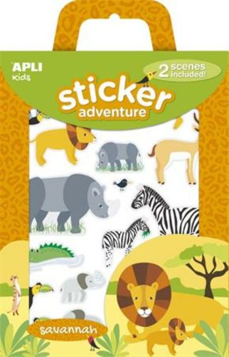 Matricás foglalkoztató készlet, APLI Kids Sticker Adventure, szavanna (LCA15168)