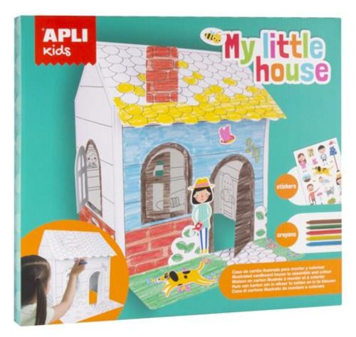 Színezhető karton babaház, matricákkal és zsírkrétákkal, APLI Kids My little house (LCA16716)