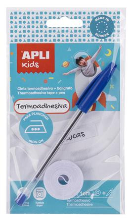 Textilszalag, vasalható, 200x10 mm, tollal, APLI Kids, fehér (LCA17796)