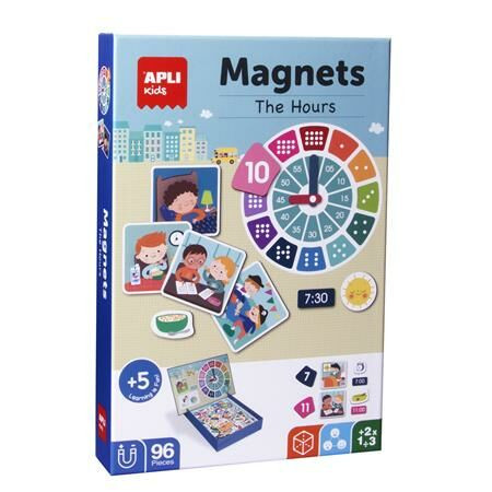 Mágneses készségfejlesztő készlet, 96 db, APLI Kids Magnets, az órák (LCA18573)
