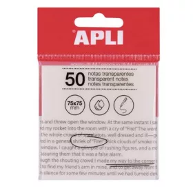   Öntapadó jegyzettömb, átlátszó, vízálló, 75x75 mm, 50 lap, APLI, víztiszta (LCA19568)