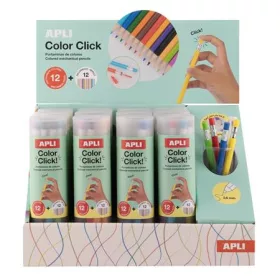   Színes töltőceruza készlet, ceruzatartóban, display, APLI Color Click, 12 szín (LCA20079)