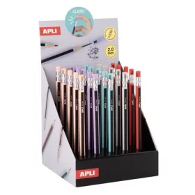   Töltőceruza display, mechanikus, 2 mm, hegyezővel, ceruzahatású, APLI, vegyes színekben, 25 db (LCA20272)