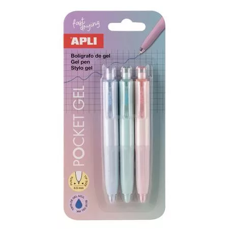 Mini zseléstoll, 0,5 mm, nyomógombos, APLI Pocket Gel, vegyes pasztell színek (LCA20499)