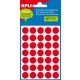 Etikett, 13 mm kör, kézzel írható, színes, APLI, piros, 175 etikett/csomag (LCA2057)